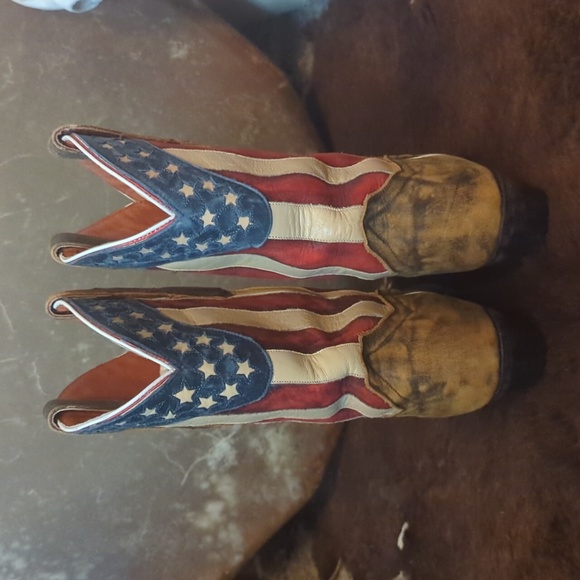 DAN POST DP3586 Liberty American Flag leather cowgirl western boots snip toe 9.5 - Picture 6 of 16